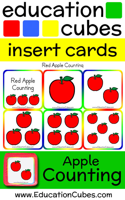 Apple Counting Education Cubes insert cards
